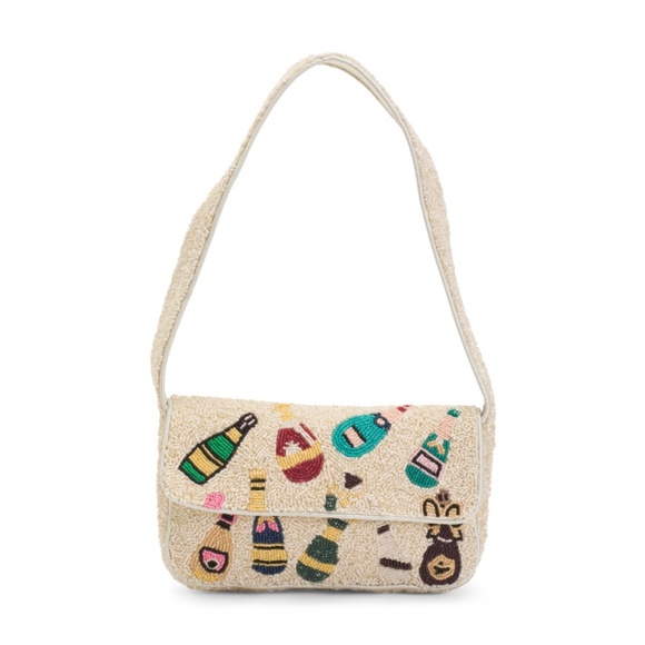 VIRAL Champagne Beaded Shoulder Bag - Made In India - Picture 1 of 4